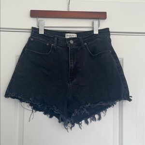 A&F Curve Love Size 29 Black Denim Frayed Hem Women Shorts